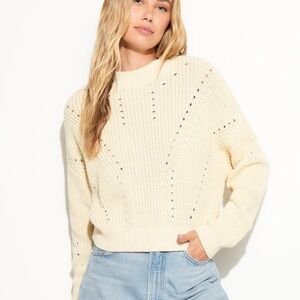 Spiritual Gangster Cream Cotton Cashmere Harper Women’s Cropped Sweater Size L